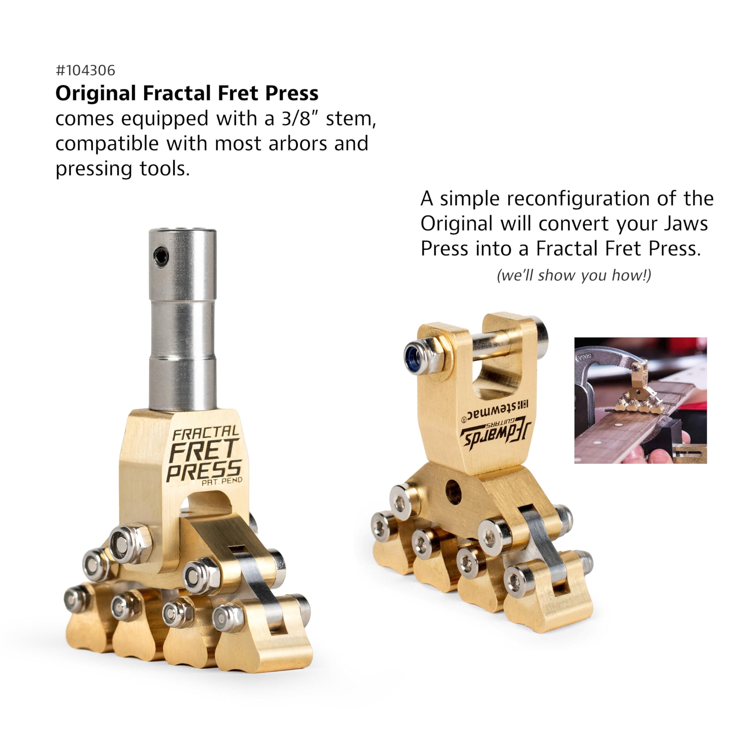 J Edwards Fractal Fret Press, Self-Adjusting Design - Adapts to Any Fingerboard Radius From 6" to Flat - Image 3
