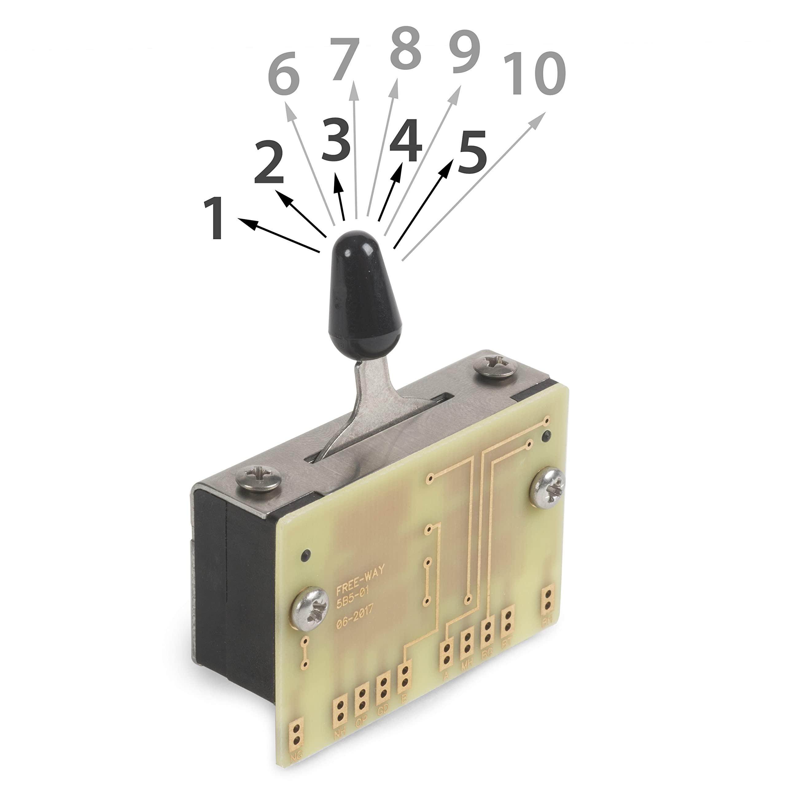 StewMac Free-Way 5-Way/10-Position Guitar Pickup Switch - Replacement 5-Way Selector Switch - Unlimited Tone Options for Strat-Style Electric Guitars - Image 3