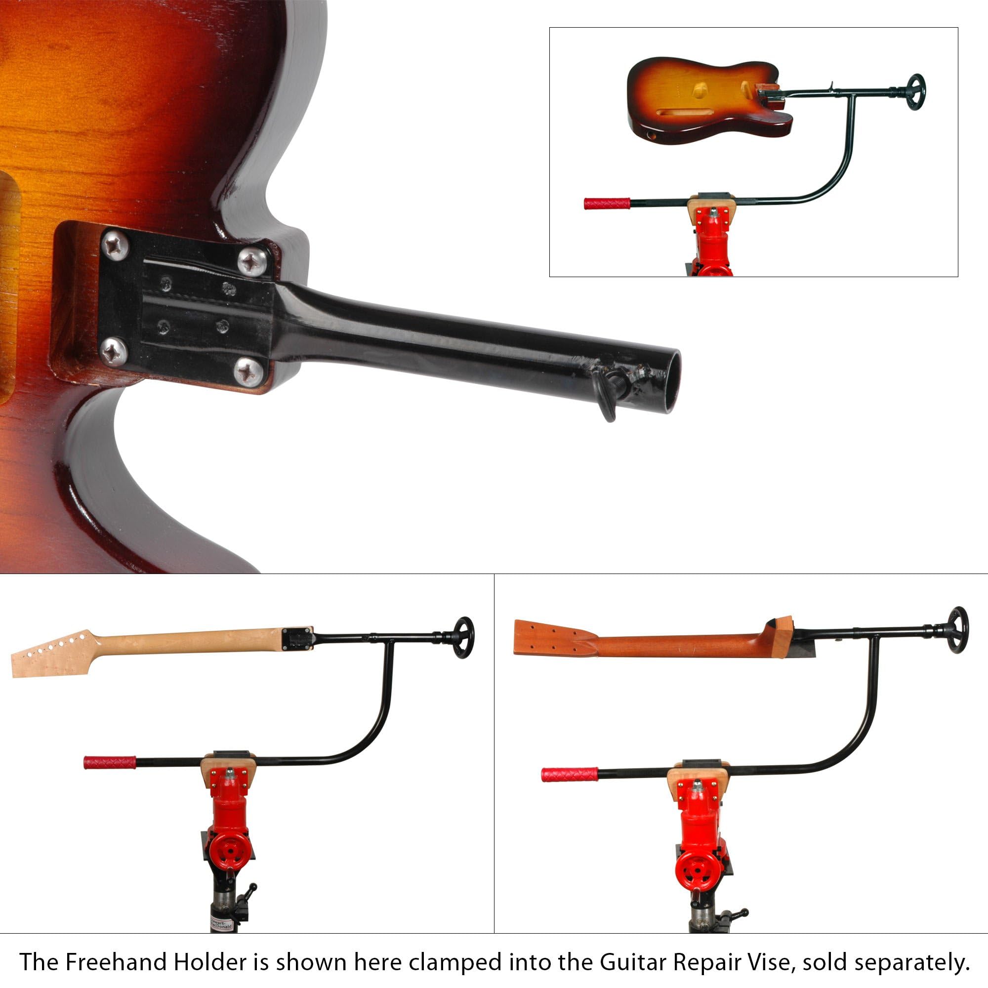 StewMac Freehand Holder – Guitar Body & Neck Holder for Spray Finishing – Rotating Handwheel for Easy, Uniform Spray Coverage – Includes Neck & Body Attachments - Image 3
