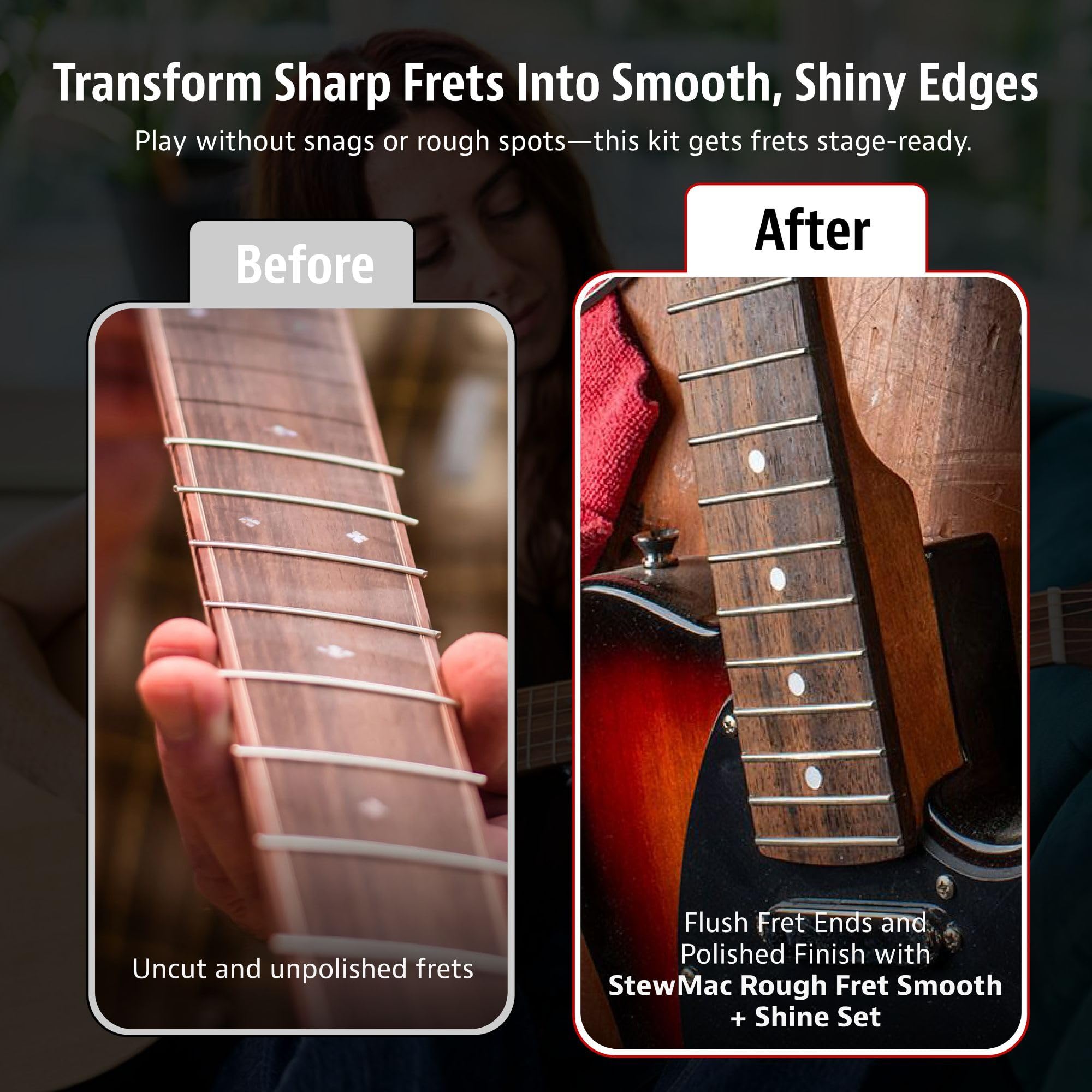 StewMac Fret Kisser + Smooth + Shine Set Bundle, Professional Luthier Guitar Repair Tools - Image 5