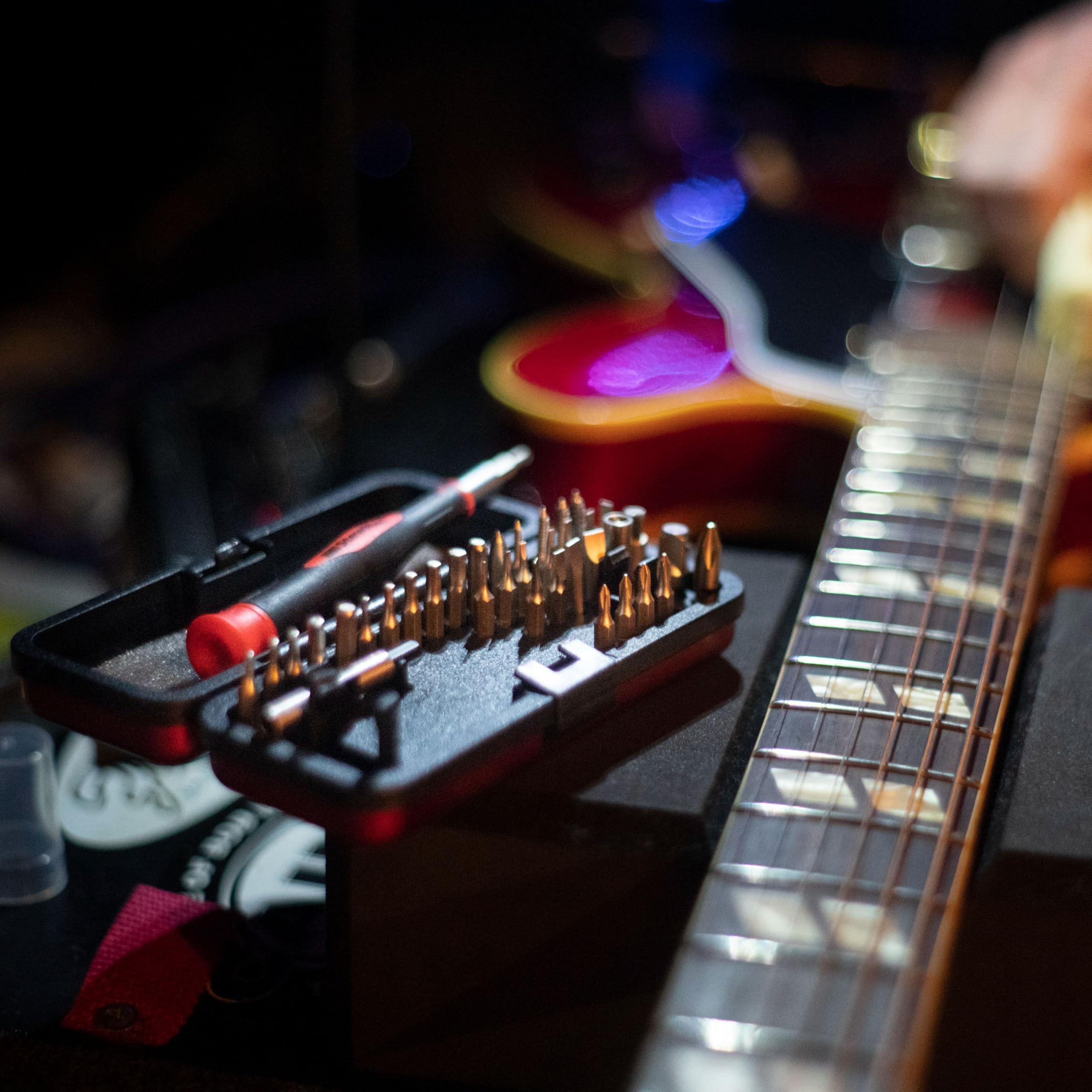 StewMac Guitar Tech Screwdriver Set – 36-Piece Bit Set for Guitar Hardware – Compact No-Spill Case – Magnetic Easy Grip Handle with Extender – Professional Luthier & Repair Tool Kit - Image 8