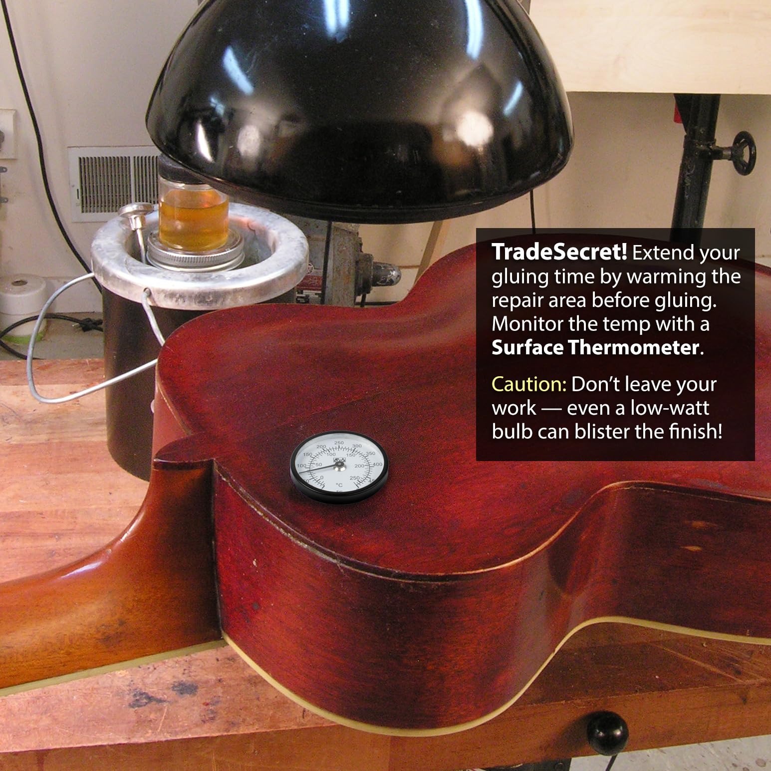 StewMac Surface Thermometer 50–500°F for Heating Iron Temperature Monitoring Fast-Reading 1-3/4in Dial Compact Contact Thermometer for Luthier Repairs - Image 3